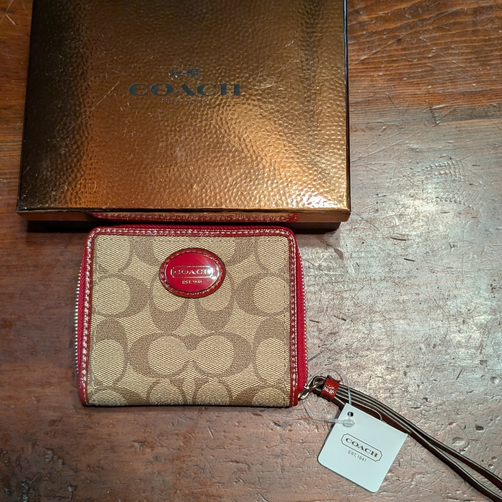Coach Tan and Red Wallet